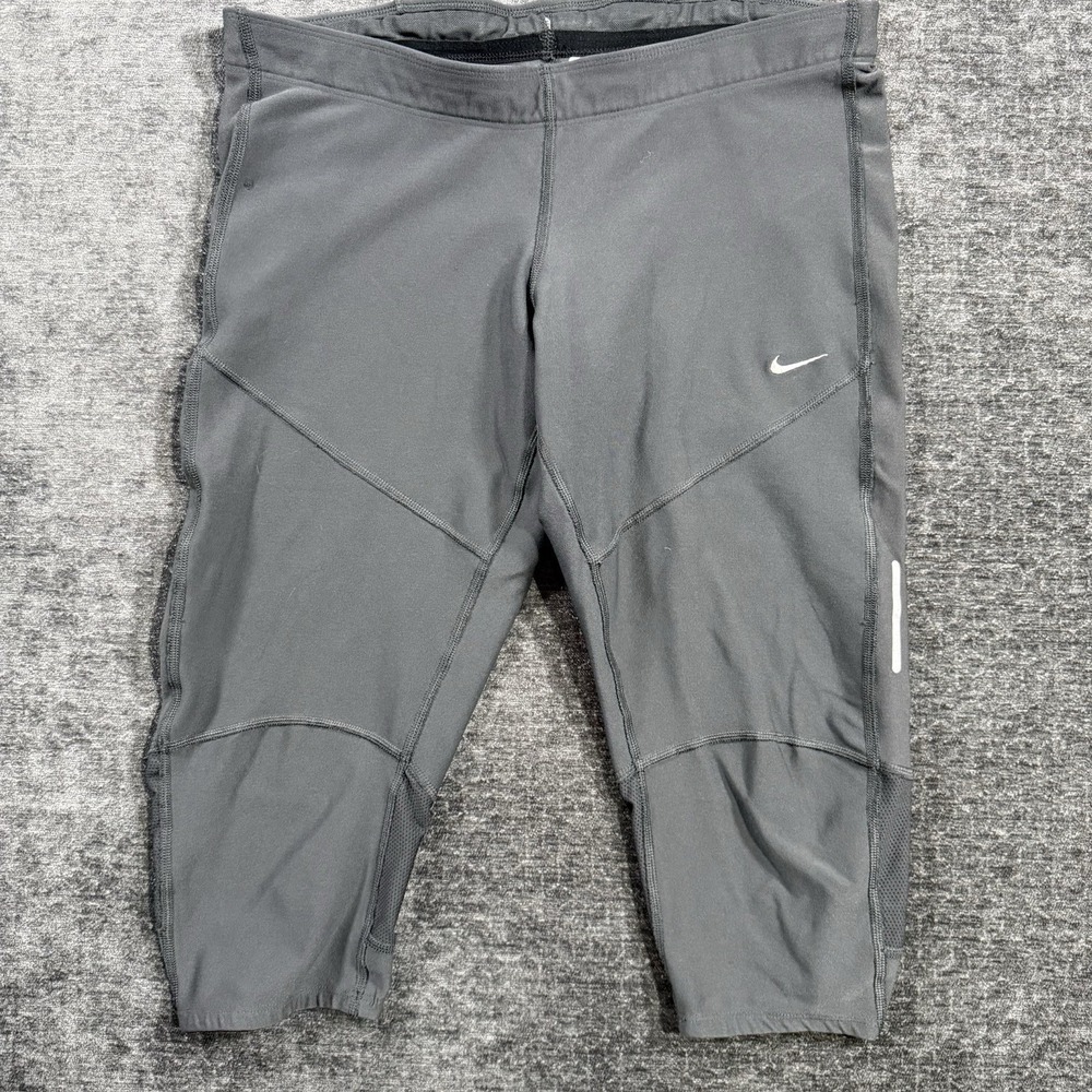 Nike Running Dri Fit Capri Women's Size Medium‎ Gray Zip Back Pocket Athletic